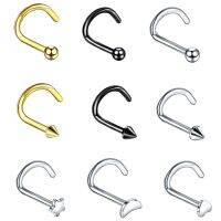 1PC 20G Steel Heart Nariz Piercing Screw Nostril Earring Piercings L Shape Nose Bone Studs Neus Rings Body Piercing Jewelry