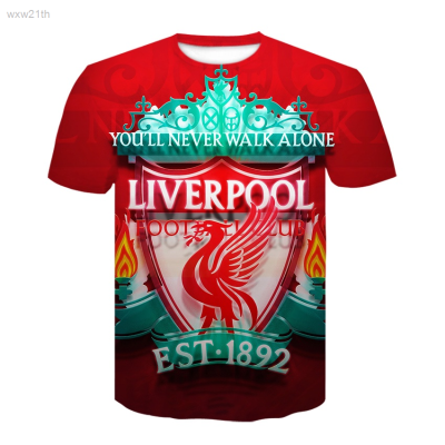 2023 New Casual T-shirt Short Sleeve Round Neck Digital Print 3d Liverpool Baju Summer Mens And Womens Fashion Unisex