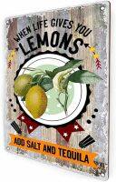 When Life Gives You Lemons Retro Farmhouse Metal Plaque Tin Sign for Home Kitchen Living Room Wall Art Decor, Home Coffee Beer Bar Canteen Decor