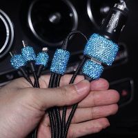 1pc Fashion Charger Dual Usb Car Charger Fast Bling Handmade Rhinestones Portable Car Decorations For Auto Phone Cgarger Decor