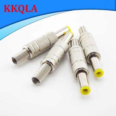 QKKQLA Silver Metal 5.5mmx2.1mm DC Power Male Plug Jack Adapter Connector with Yellow Head DC Power Male Plug