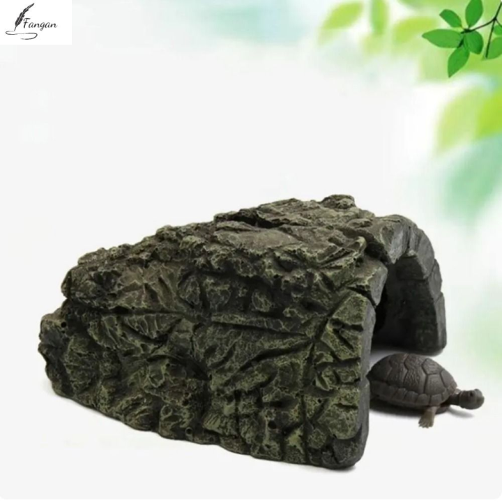 FANGAN Rock Shape Turtle Cave Artificial Resin Simulation Fish Hiding ...