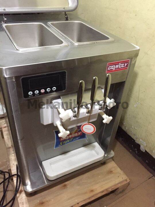 Gongly Soft Ice Cream Machine 3 Nozzle Table Top Stainless Steel Heavy