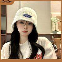 CUCU รอบด้านบน หมวกถักนิตติ้ง ฤดูหนาวที่อบอุ่น สีทึบทึบ หมวกปานามา ลำลองแบบสบายๆ ฝาปิดอ่าง กิจกรรมกลางแจ้งกลางแจ้ง