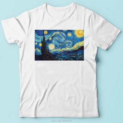 The Starry Night In Van Gogh Hair Funny Tshirt Men Tees Summer New White Casual Short Sleeve Cool T Shirt O-neck XS-6XL