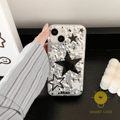 For เคสไอโฟน 14 Pro Max [Shining Star Black Silver] เคส Phone Case For iPhone 14 Pro Max Plus 13 12 11 For เคสไอโฟน11 Ins Korean Style Retro Classic Couple Shockproof Protective TPU Cover Shell