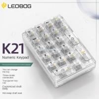 LEOBOG แป้นพิมพ์ตัวเลขกลไกภายนอกแบบโปร่งใสสามโหมดไร้สาย K21บลูทูธแบบแผ่นที่กำหนดเองร้อน