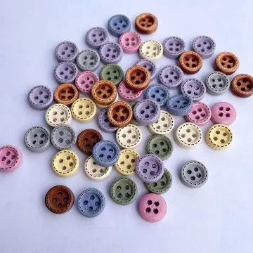 Cheap 100pcs 3/4inch Wooden Buttons Mixed Pattern Flower Shape