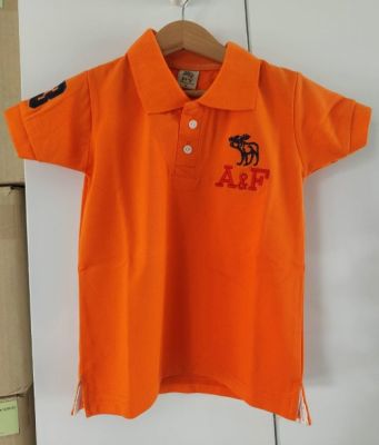 เสื้อคอปก เด็กสีส้ม  ปัก A&F 3-4 ปี