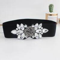 【cw】 Luxury RhinestoneBeltsColorfulElastic Waistband Fashion Ladies CorsetWinterAccessories ！