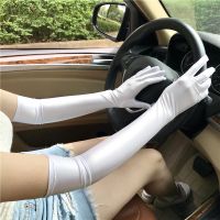 Sunsscreen Long Driving Gloves Party Dance Gloves White/Black Finger Satin Opera For Bridal Wedding Accessories Women 39;S Gloves