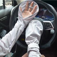 1 Pair Summer Ice Silk Long Arm Sleeve Outdoor Sun Protection Breathable Comfortable Cooling Sunscreen Cycling Driving Gloves