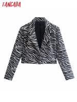 Tangada Women Vintage Ze Blazer Female Long Sleeve Elegant Jacket Ladies Crop Blazer Suits 3D50