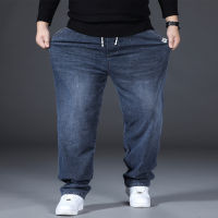 8XL Oversize Blue Jeans Mens Straight Denim Pants Men Plus Size Jeans Loose Trousers Male Causal Pants Elastic Waist Black Jeans