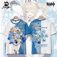 Yuanshen Monde Idol Barbara Pain Clothes Short-Sleeved T-Shirt Round Neck Anime Game Two-Dimensional Teenager cos Tren