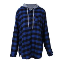 Women Hoodies Cotton Coat Long Sleeve Plaid Cotton Hoodies Sport Sweatshirts(Blue,S)