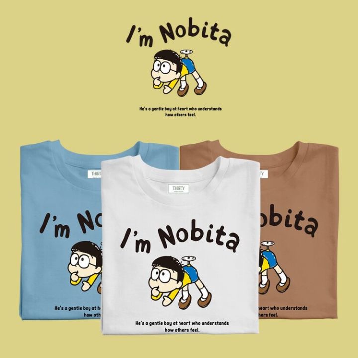เสื้อยืดผ้าฝ้ายพิมพ์ลายขายดี-nobita-เสื้อยืดunisex-ผ้าcotton-100-สกรีนชัด-สีสด-ติดทน-s-5xl