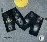 quần short jean nam ngắn đen xám rách nhẹ thêu logo cao cấp chất vải dày