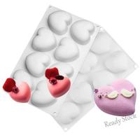 【Ready Stock】 ✁△☸ C14 8-Cavity Love Heart-Shaped Silicone Molds for Sponge Cakes Mousse Chocolate Bakeware mold