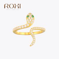 {Xixi Ornamerations} ROXI แหวนงูเขียวตาสำหรับผู้หญิงหญิงสาว925เงินสเตอร์ลิงเครื่องประดับงานแต่งงานแหวนทองคำ Anillos Mujer