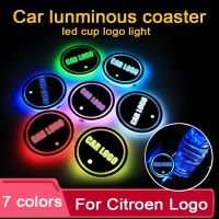 2PCS Led Car Cup Holder Coaster For Citroen logo Light For berlingo c4 c5 c3 c1 grand xsara picasso Accessories 7 colors