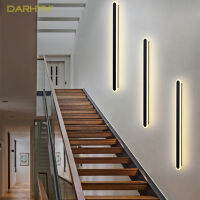 โคมไฟติดผนัง LED ที่ทันสมัยสำหรับบันไดกระจกห้องน้ำห้องนอนข้างเตียง Sconces บ้านในร่มตกแต่งเหล็กอะคริลิยาว Strip Light