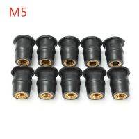 10PCS M5ยาง Nut 5มิลลิเมตรเมตริกกระจกรถจักรยานยนต์ Well Nut Wellnuts น็อตทองเหลือง