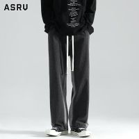 ASRV กางเกงลำลองผู้ชายกางเกงขายาวตรงสีดำกางเกงขายาว Drape Sports Mopping Sweatpants Easy To Match