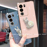 Phone Case เคส VIVO V29 V29e V29 Pro 5G เคสนิ่มเคลือบเงารูปกระต่ายคาเมลเลียสีขาวหรูหรา 2023