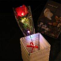 【DT】 hot  Simulation Rose Immortal Valentines Bouquet Foil Anniversary Festival Flower For Home Birthday Gift Led Artificial Flowers#G