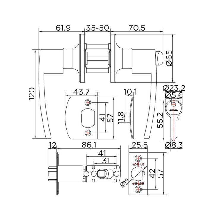 เขาควายทั่วไป-esther-eal-01-157-63-สีสเตนเลสkeyed-entry-door-lever-esther-eal-01-157-63-stainless-steel-หมดแล้วหมดเลย