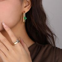 S925 Ster Silver Earrings Jewelry 18K Gold Hoop Plated for Women Luxury Eardrop Fine Engagement Artificial Emerald Jewelry Gift