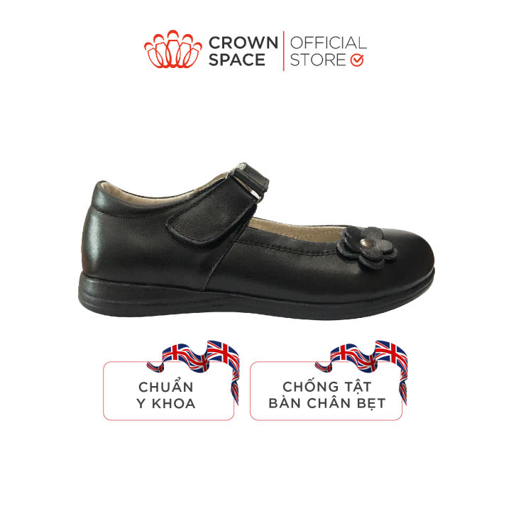 Giày Búp Bê Đi Học Bé Gái Crown Space UK School Shoes CRUK3039 Cao Cấp Nhẹ  Êm Thoáng Mát Size 30-36/4-14 Tuổi 