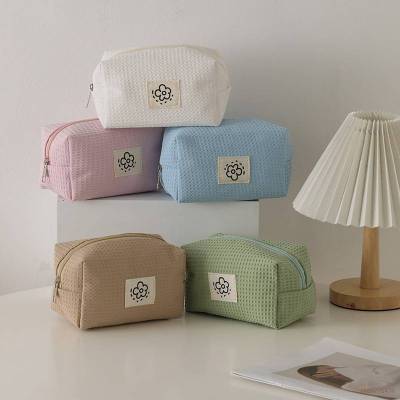 Simple Flower Pencil case Portable Cute Cosmetics Storage Bag Student Large Capacity Stationery Bag