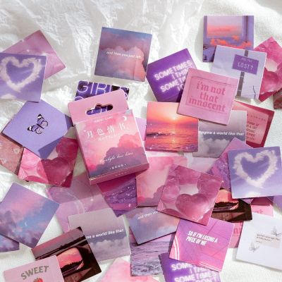 46 Pcs Pink Moonlight Decorative Stickers Scrapbooking Stick Label Diary Stationery Album Stickers Stickers Labels