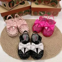 【ready stock】2022MelissaˉBow Knot Woven Baotou Jelly Shoes Children Sandals Girls Princess Shoes Beach Shoes