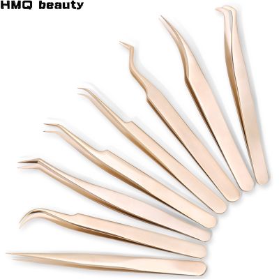 【cw】 1 Pcs Gold Eyelashes Anti-static tweezers for Extensions