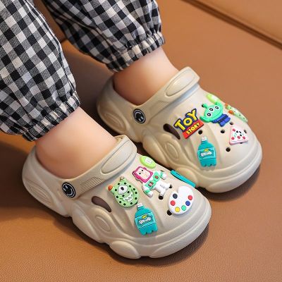 【Hot Sale】 EVA summer childrens hole slippers boys and girls home soft bottom non-slip middle big children parent-child shoes