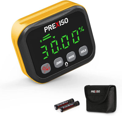 PREXISO Angle Gauge Magnetic, Angle Finder - Digital Level Electronic, Protractor Angle Cube Inclinometer for Woodworking, Table Saw, Construction, Masonry, Machinery, 0-360° Bright Backlit Display