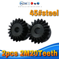 2 ชิ้น Bevel Gear 2M 20 ฟันด้านในรู 8/10/12/14/15/16/17/18/19/20 mm เกียร์ 90 องศามุมตาข่ายเหล็ก Gears รูสกรู M5-BIANO