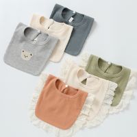 【DT】hot！ New Baby Feeding Drool Bib Cartoon Ruffle Floral Infants Saliva Soft Cotton Burp for Newborn Toddler Kids Bibs