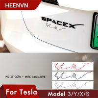 Heenvn Car Styling Ink Letters Sticker for Tesla Model 3 Y S X Rear Trunk Tail Gate Emblem Decor Anti-Dropping Car Accessories