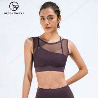 SUPERFLOWER Women S Breathable Mesh Sports Bra Vest Yoga ฟิตเนสกลางเกงวิ่งกลางแจ้ง