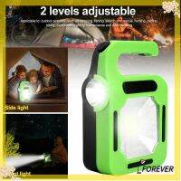 FOREVER New Solar Power Flashlight 2 Levels LED Torches Camping Light Portable Emergency Supply Rechargeable Battery Outdoor With Side Lights Super Bright USB Work Lamp