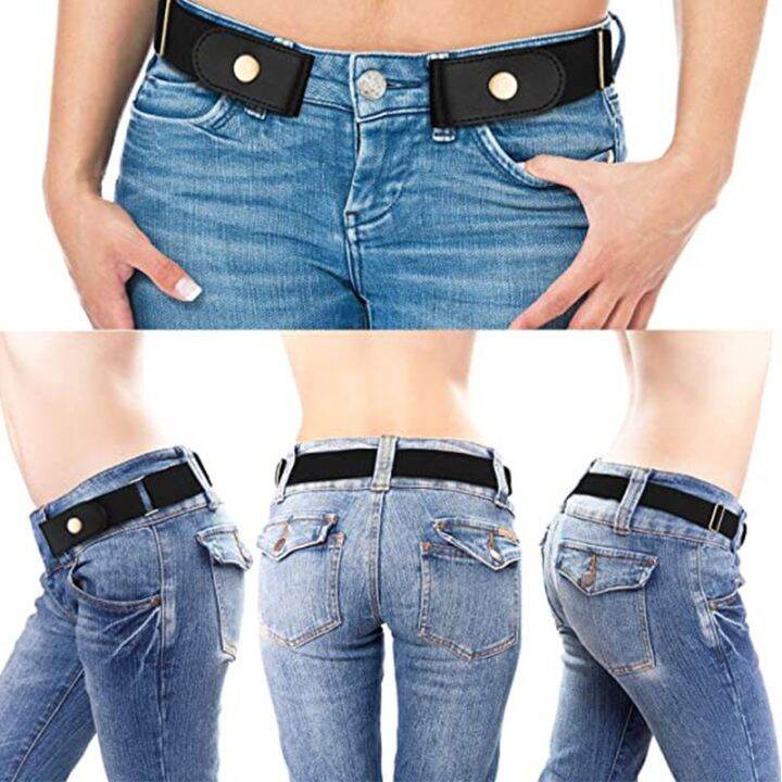 NICE Adjustable Lazy Invisible Belt Women Jeans Canvas Belt Female No ...