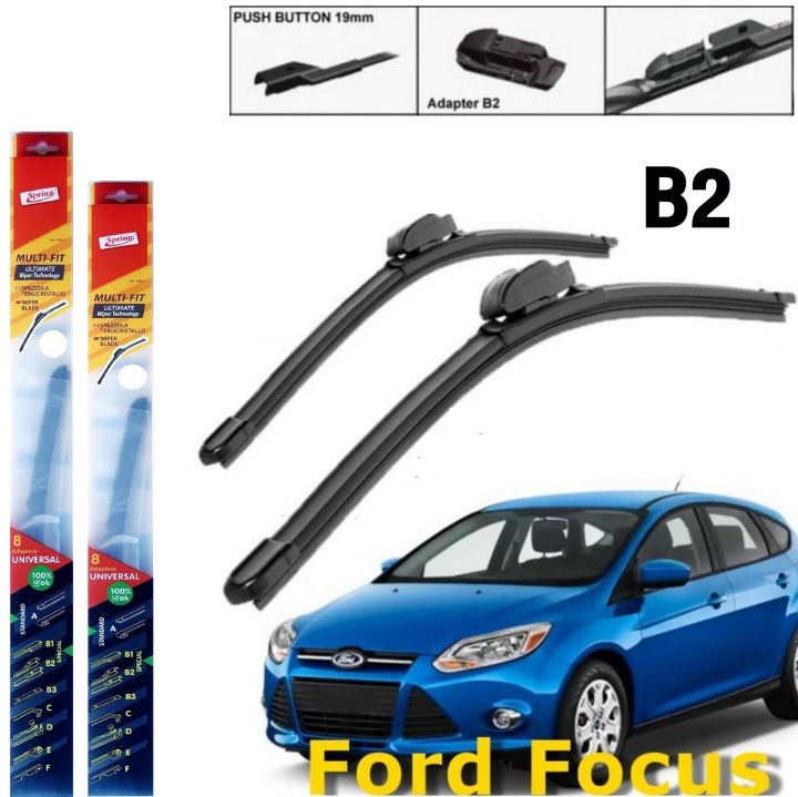 Spring (2ชิ้น) ใบปัดน้ำฝน Ford Fiesta ปี 2010-2015, FORD Focus ปี 2012 ขึ้นไป 28นิ้ว +28นิ้ว Silicone Frameless Wiper Blade