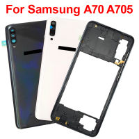 สำหรับ S Amsung G Alaxy A70 2019 A705 SM-A705F กลางแผ่นกรอบฝา A70แบตเตอรี่ปกหลังประตูด้านหลังด้วยกล้องเลนส์แทนที่