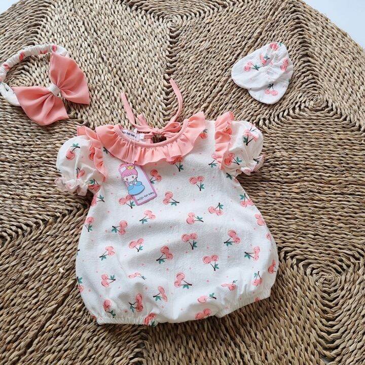 Set bodysuit bé gái, Váy đầm sơ sinh đầy tháng chất cotton thoáng ...