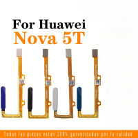 สำหรับ Huawei Nova 5T / Honor 20 YAL-L21สวิตช์เปิดปิดปุ่มโฮมปุ่มลายนิ้วมือฟรีสายเคเบิลแบบยืดหยุ่นสำหรับเปลี่ยนสายเคเบิลงอได้เมนู ID