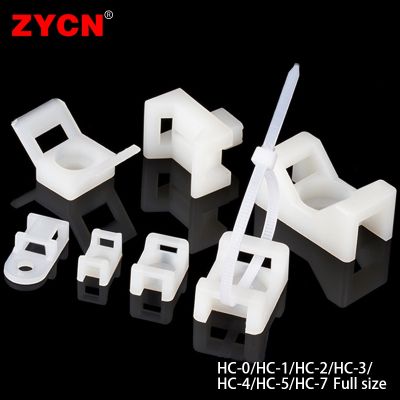 【cw】 100Pcs Cable Tie Mount Base Plastic Fixed Seat Saddle Type Wire Holder USB Charging Data Line Winder HC-2 HC-4 White Buckle ！